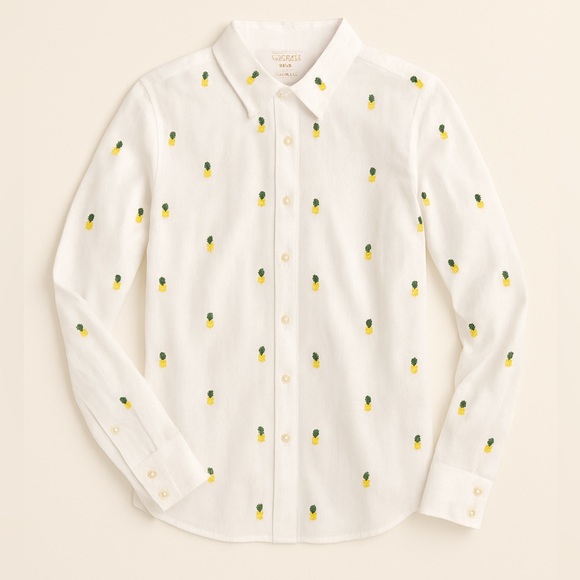 J.Crew Pineapple Button Down Blouse - Picture 1 of 13